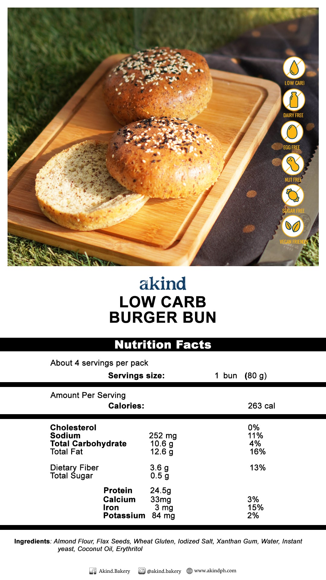 Akind Low Carb Mini Burger Bun